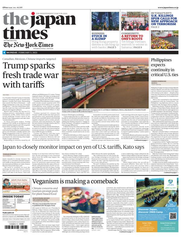 Prima-pagina-The-Japan-Times-oggi-edizione-di-oggi-20250203